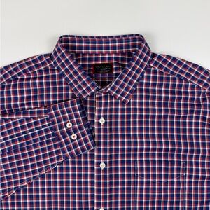 Untuckit Stuhlmuller Shirt Men XXL Relaxed Fit Long Sleeve Performance Red Check